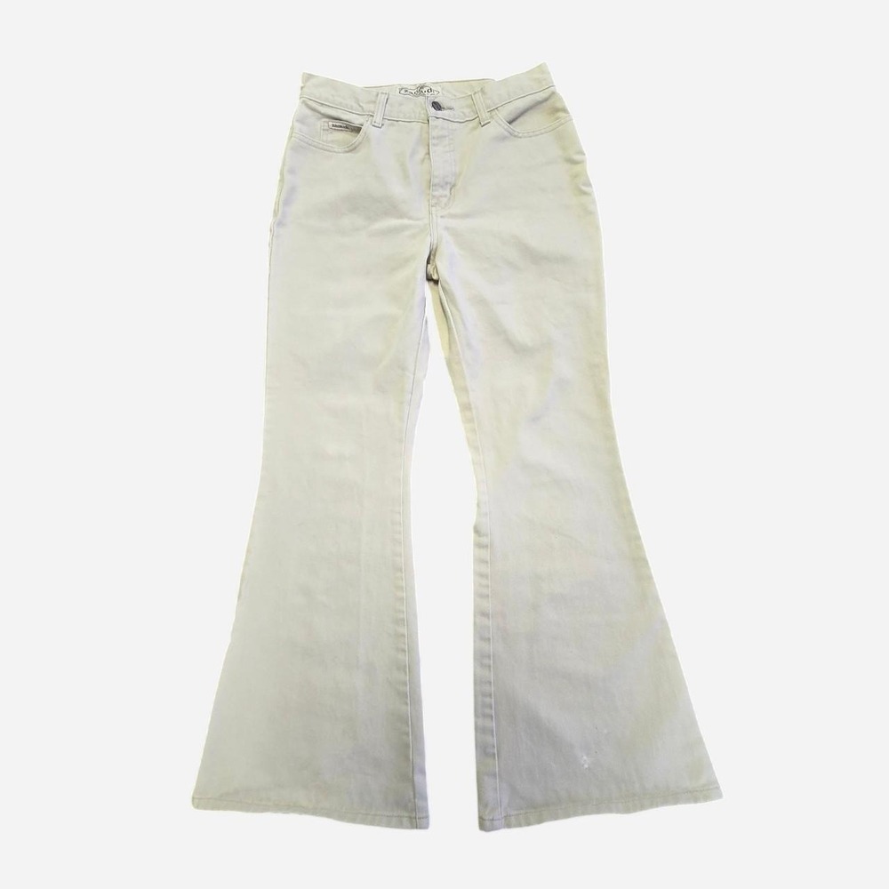 Vintage 90s, y2k cream mid rise flare jeans.